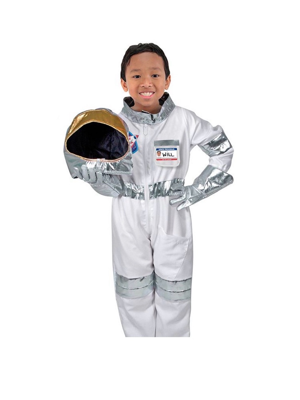 Melissa and Doug Kids White Astronaut Costume with Silver Accents